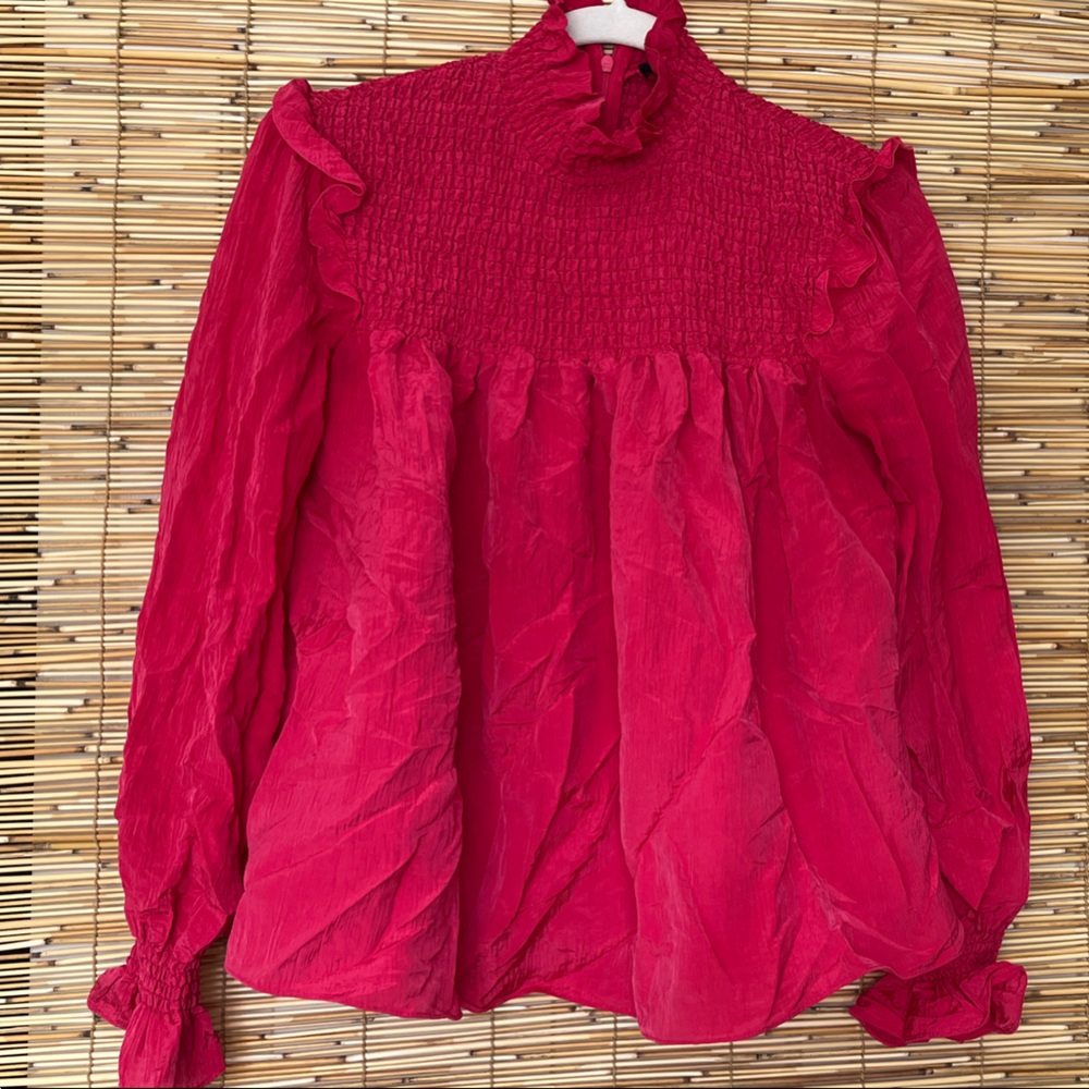 French Connection Pink Smocked Blouse